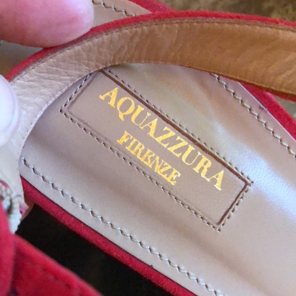 ❌SOLD❌Aquazzura Red Suede & PVC Slingback Block Heel (Size 40.5 IT) - Picture 6 of 13